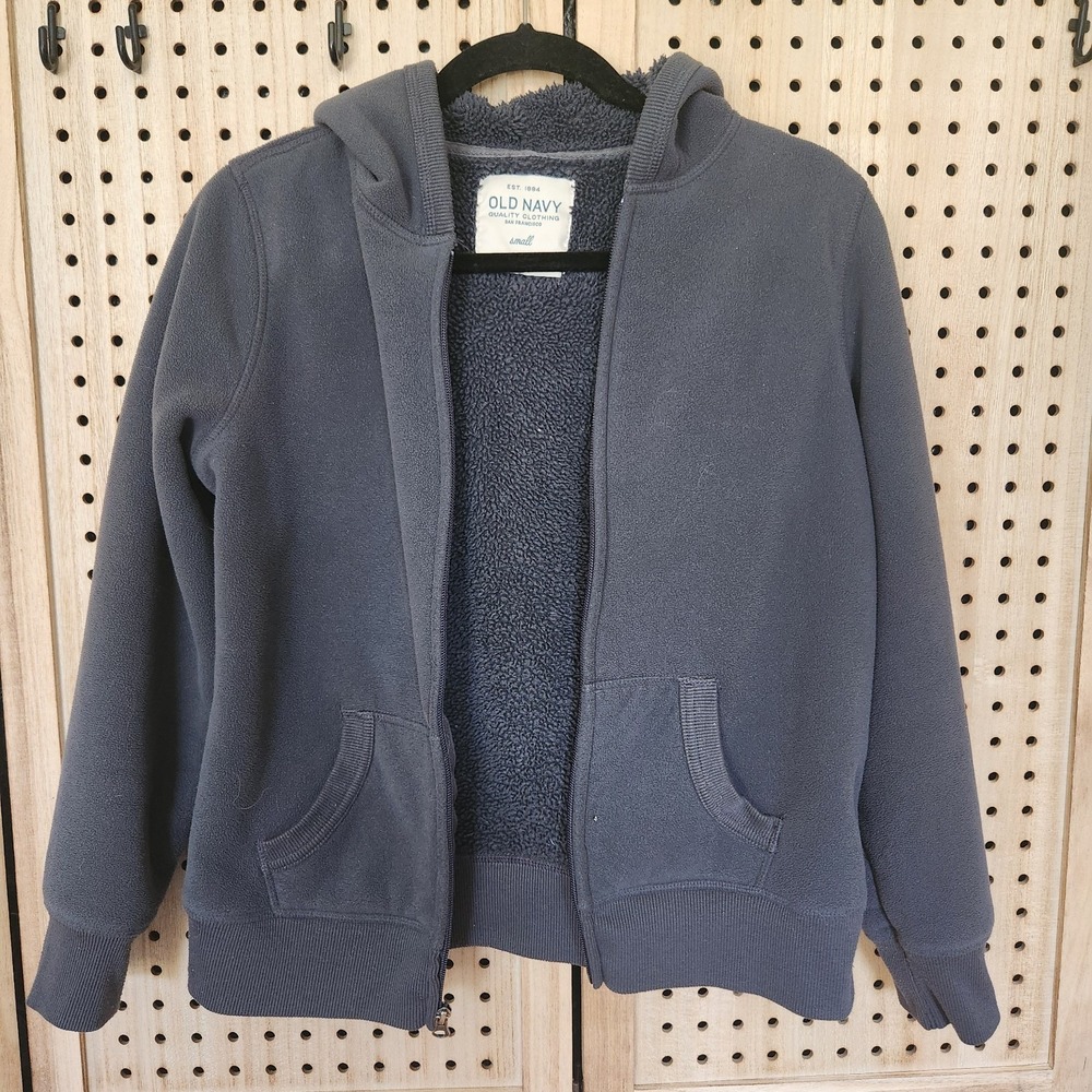 Old Navy Women's Full Zip Faux Fur Lined Hoodie Jacket Size Small Gray